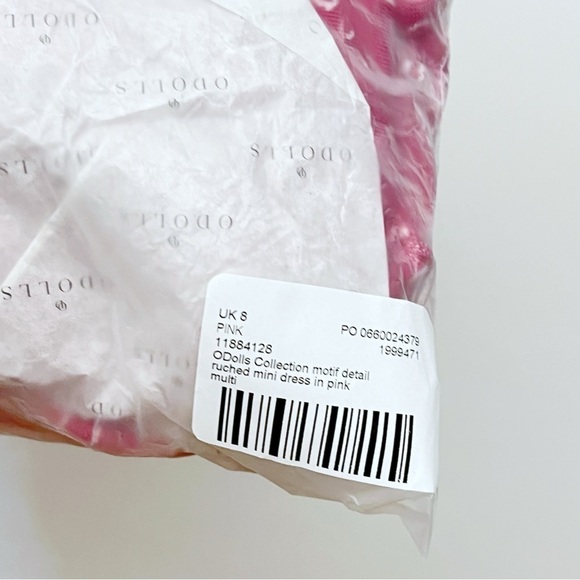 ASOS ODolls Collection Women’s US 8 Pink Motif Detail Ruched Sweater Mini Dress - Picture 9 of 10